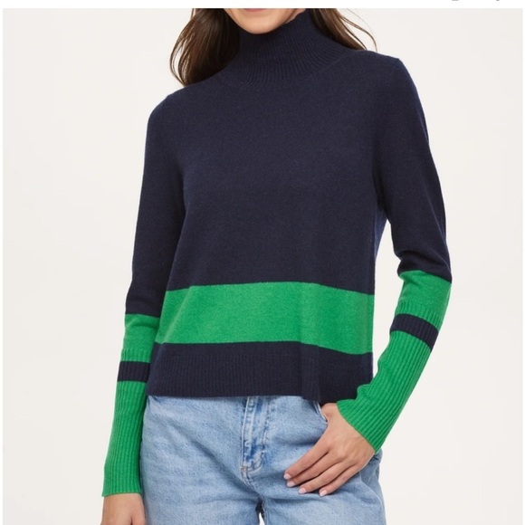 Filoro Addison Cashmere Striped Turtleneck Sweater NWT - Picture 2 of 5